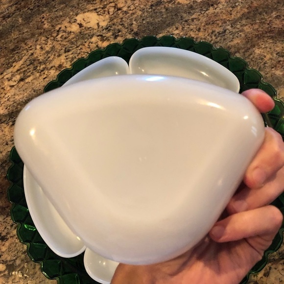 HOMCO Vintage Green Glasswear Serving Tray and Bowls Excellent Condition - Picture 7 of 8